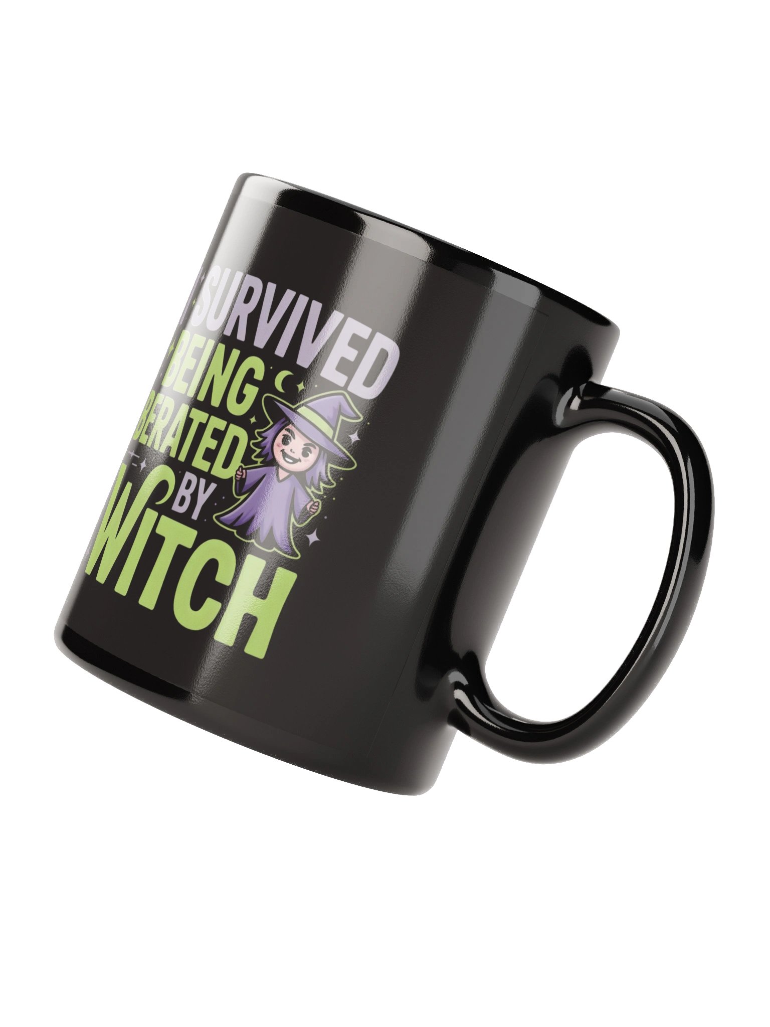 Survived Witch's Beration Glossy Black Mug product image (2)