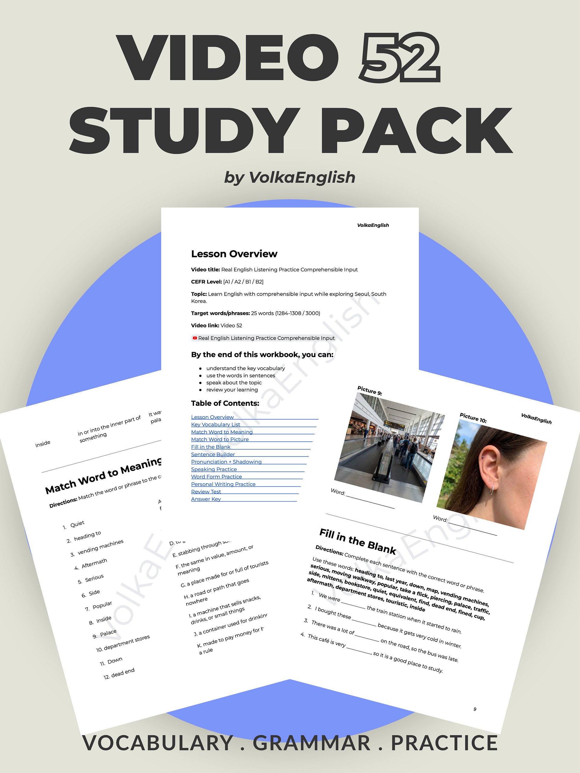 Real English Listening Practice Comprehensible Input - Video 52 Study Pack product image (1)