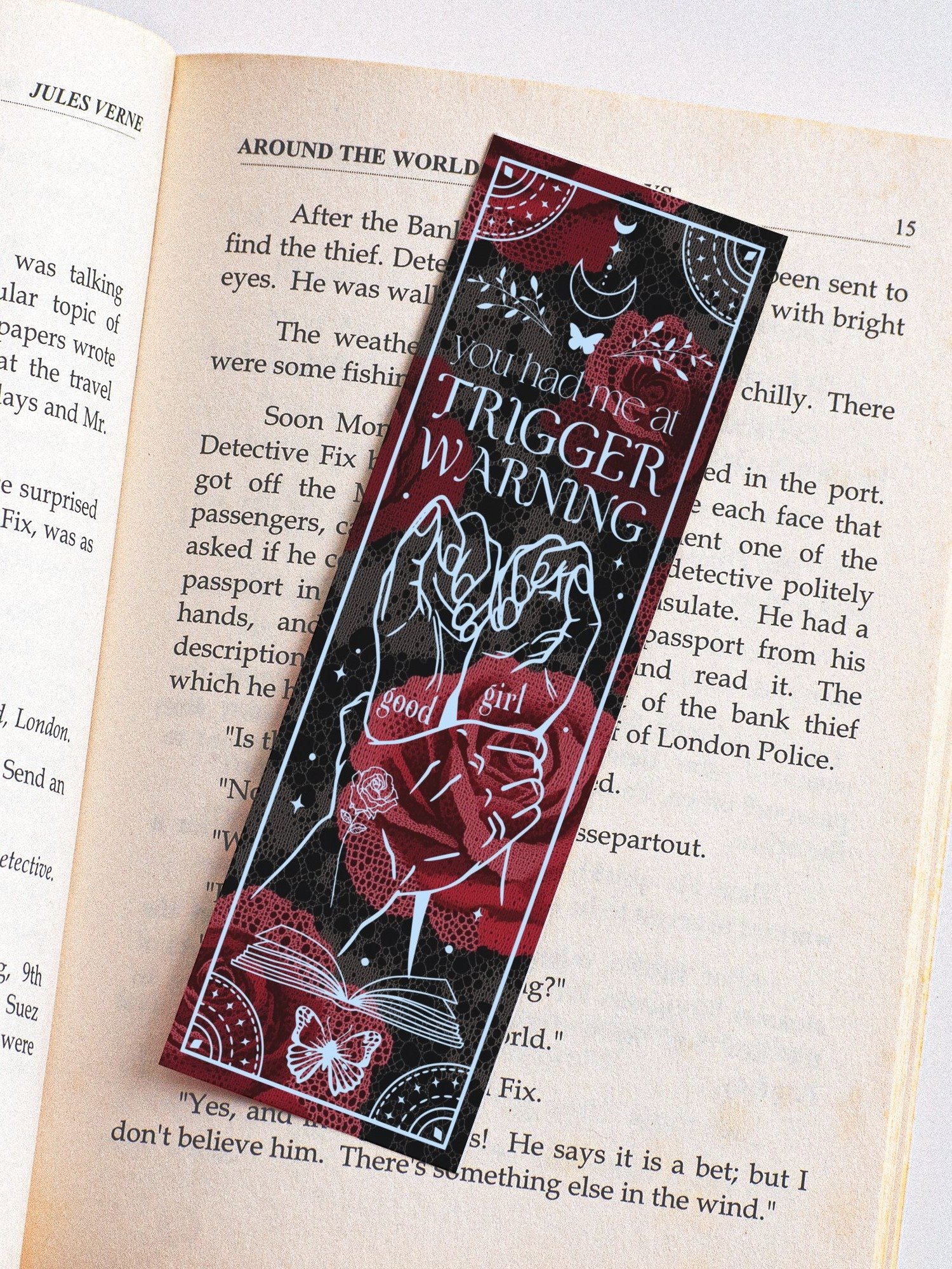 Smut Bookmark Dark Romance Trigger Warning Witchy Boho Blue PNG, Printable Bookmark, Book Lover, Digital Download, Gift for Reader product image (1)