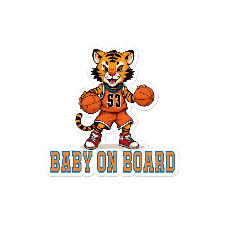 Funny Tiger Basketball Baby on Board Sticker - 5x5 Weatherproof Vinyl Car Decal - Premium Tiger Basketball Star Gift product image (1)