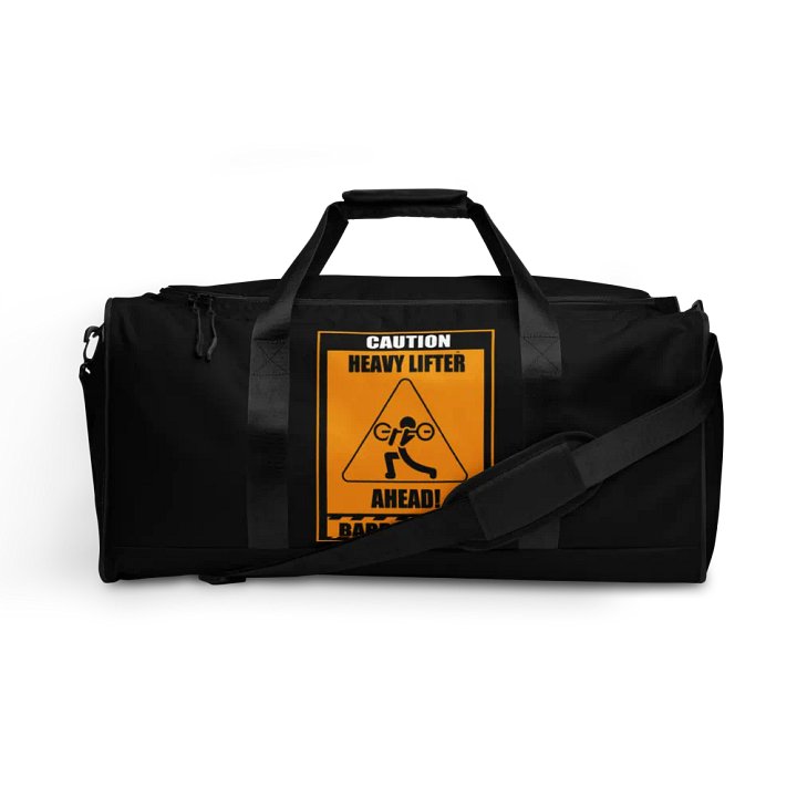 Caution Heavy Lifter Ahead-Barbell Zone Duffle Bag (Black) product image (1)