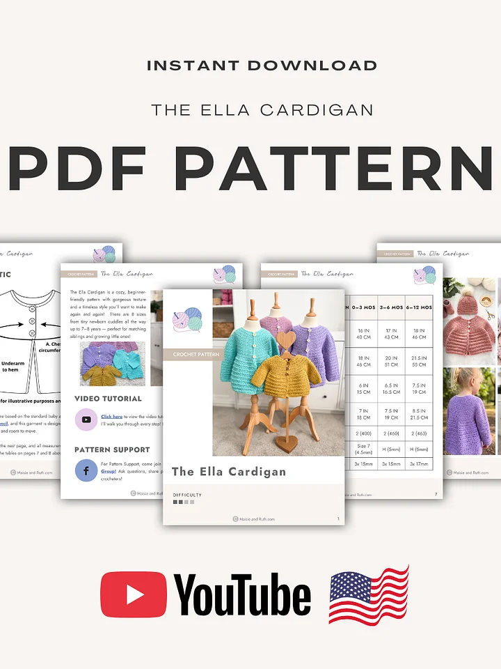 The Ella Cardigan Crochet Pattern product image (2)