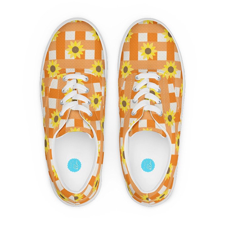 Sunflower Gingham Pattern Lace-Up Shoes in Orange product image (1)