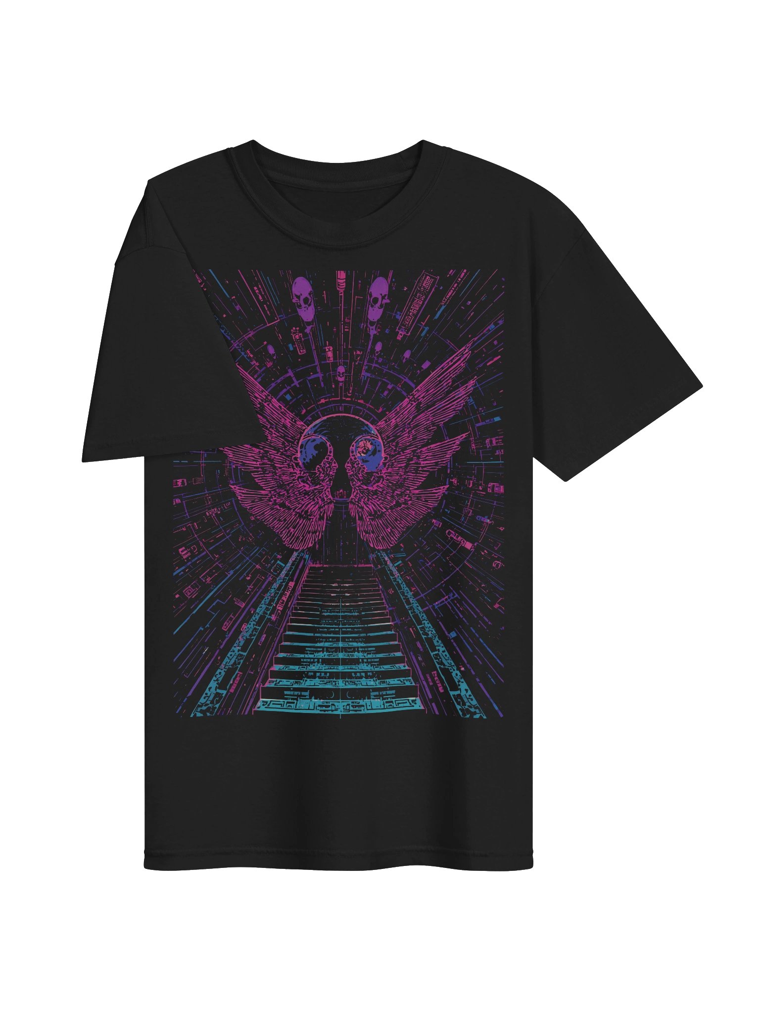 Neon Winged Skull Stairway Heavyweight T-Shirt product image (6)