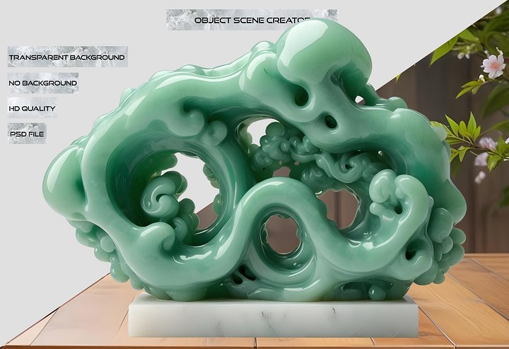 Jade Signature – Jade Wave Sculpture PNG product image (2)
