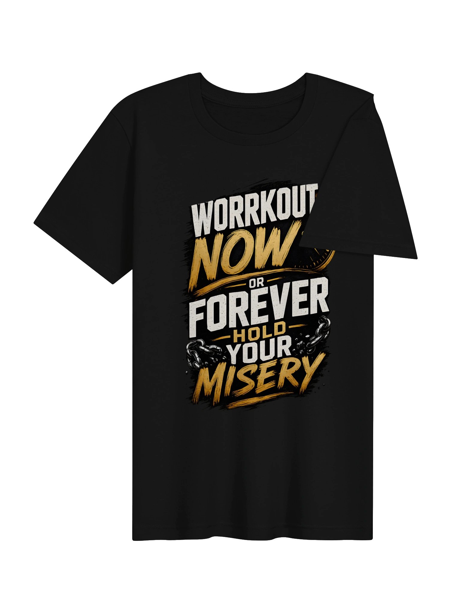 "Workout Now or Forever Hold Your Misery" Funny Gym Graphic T-Shirt product image (4)