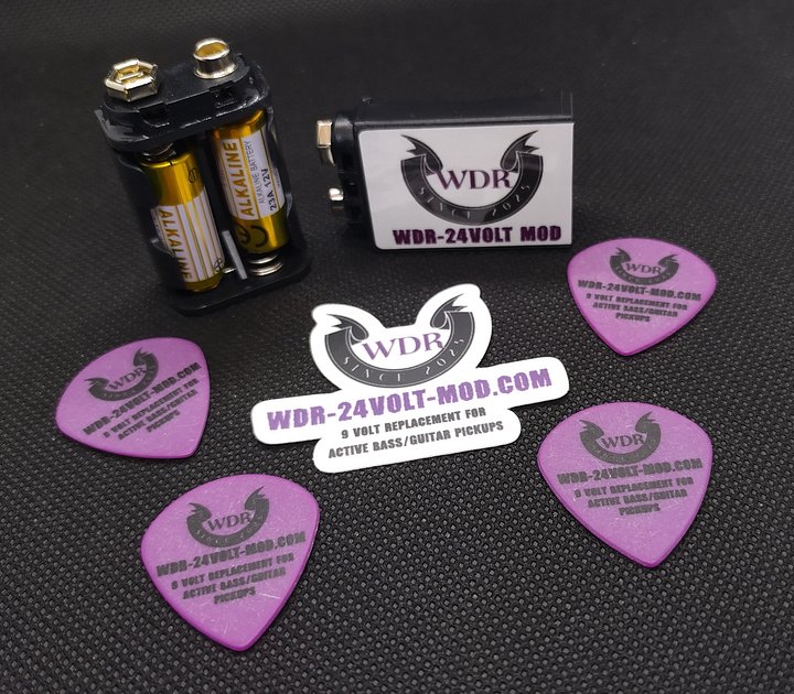 WDR-24Volt-Mod Active Guitar/Bass Booster "Standard" (Guitar Pick & Sticker Bundle) product image (1)