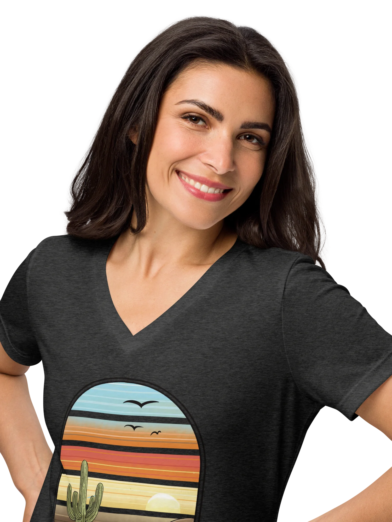 Women's Relaxed V-Neck T-Shirt - Break Free Cactus product image (3)