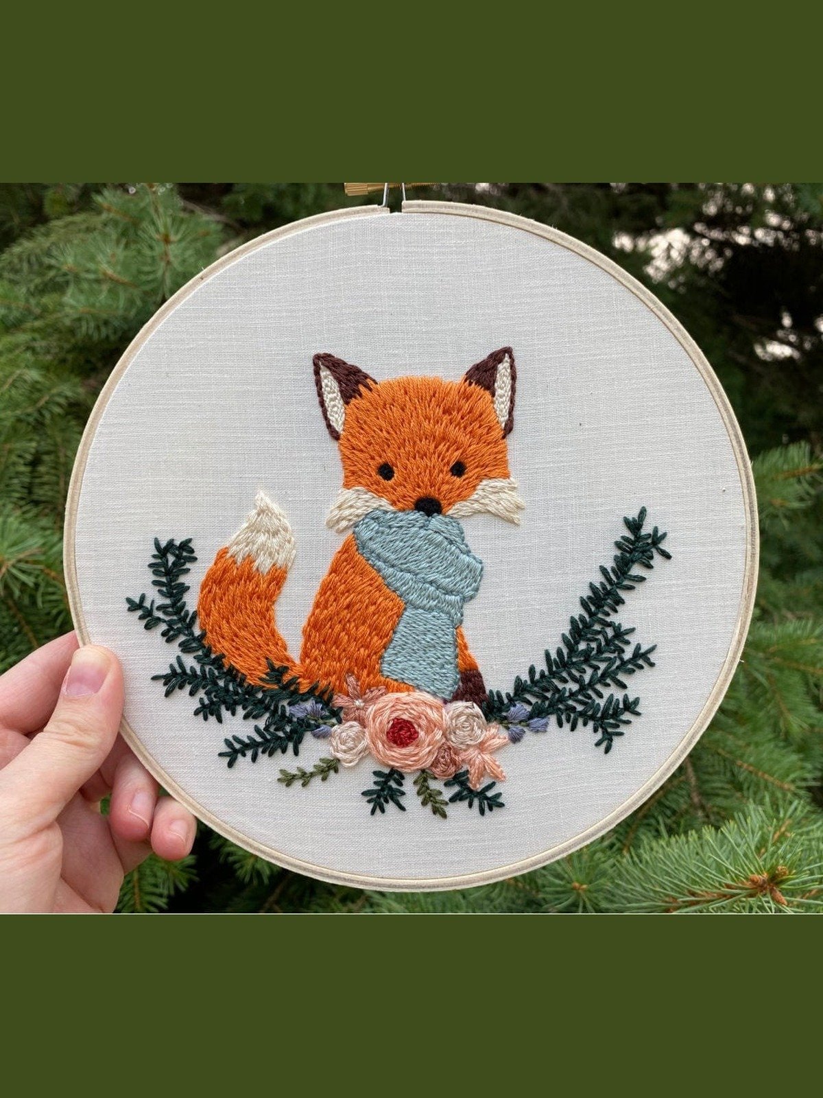 Fox in a Scarf Punch Needle Embroidery (Digital PDF Pattern) product image (1)