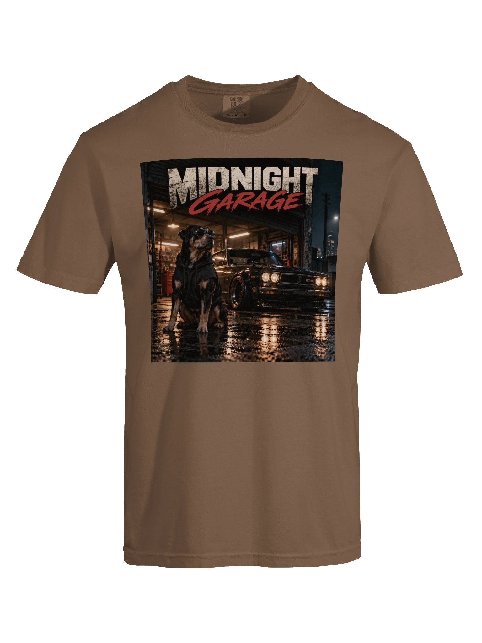 Car Culture Graphic Tee | Vintage Streetwear Dog Shirt | Midnight Garage Dog T-Shirt product image (5)