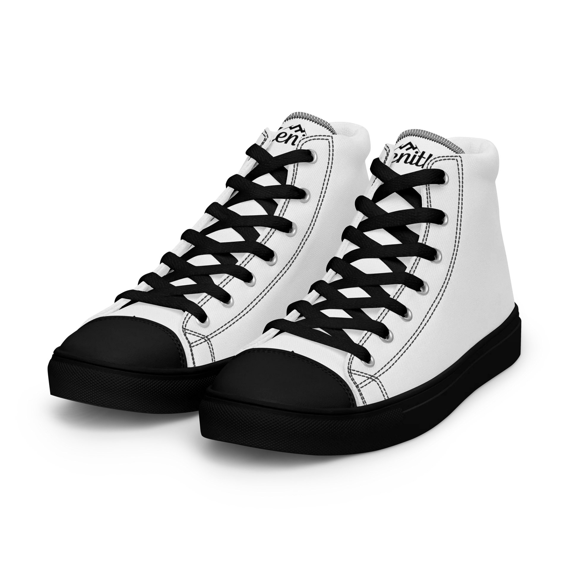 Zenith Men's High Top Canvas Sneakers - Classic White with Black Accents, Exclusive Design product image (7)