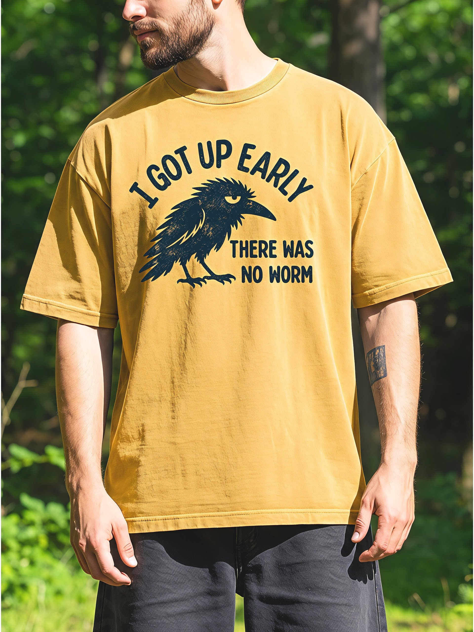 Grumpy Crow Tee – “I Got Up Early, There Was No Worm” product image (4)