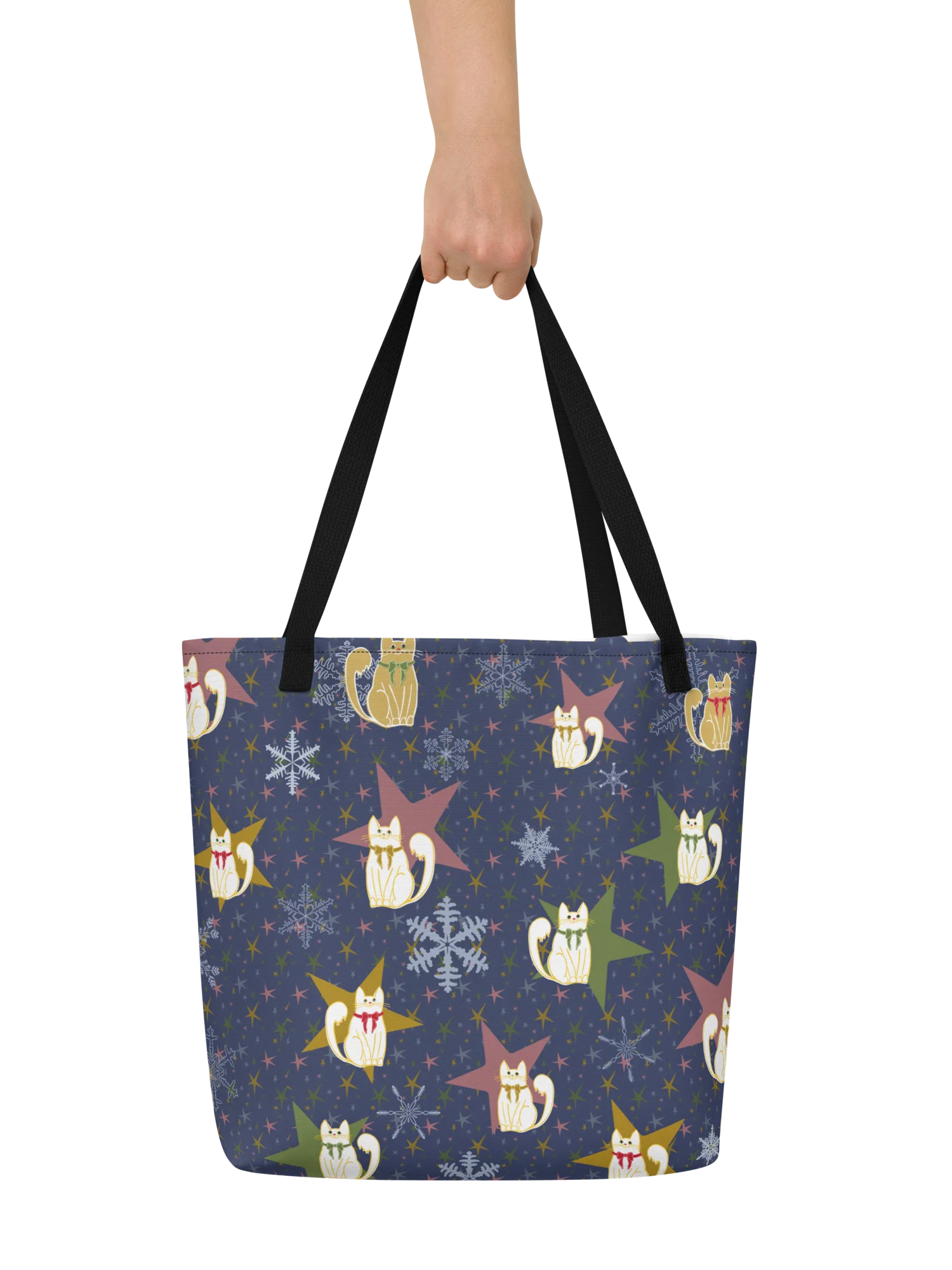 Christmas Star Kitties Large Tote Bag product image (4)