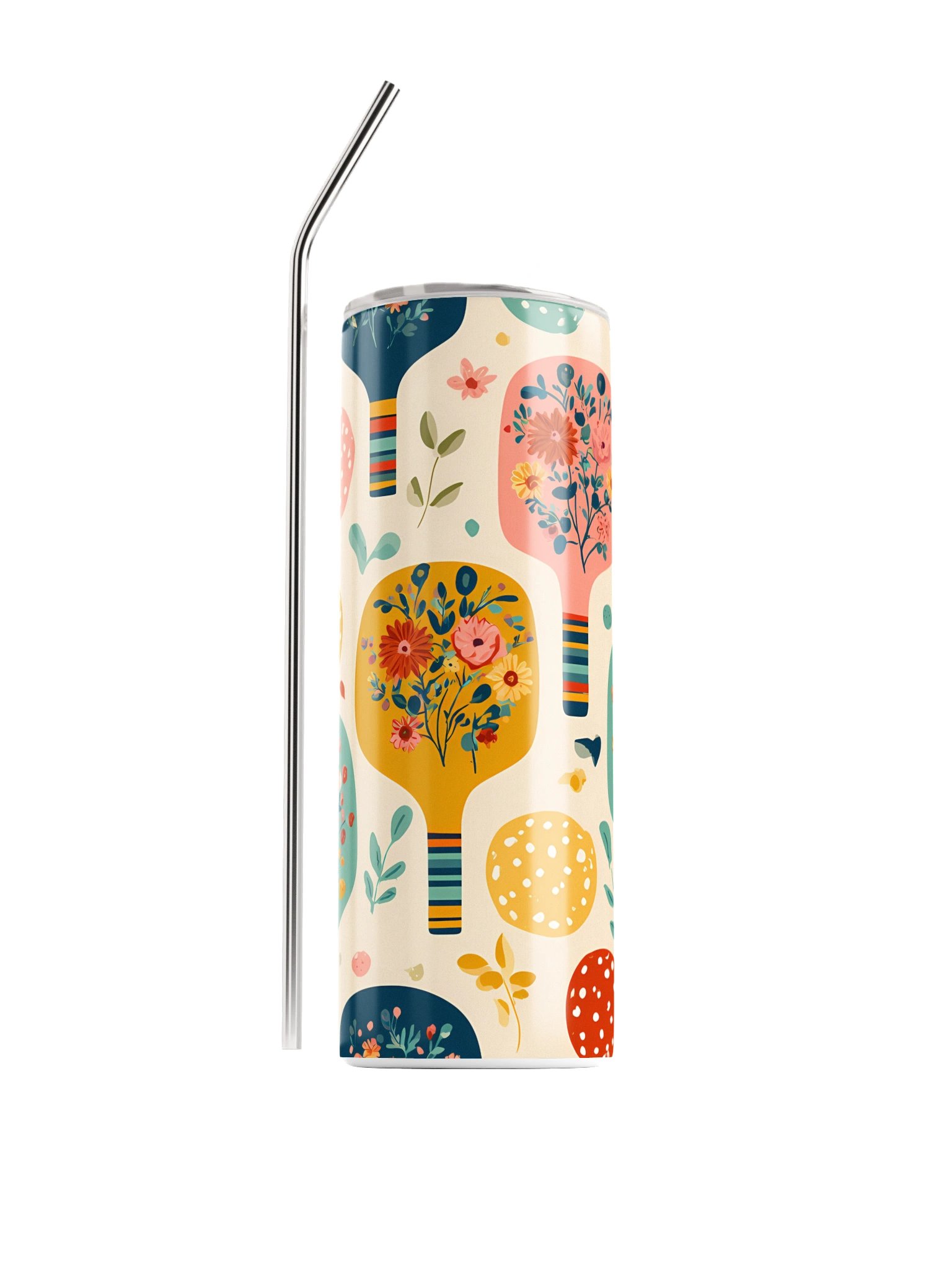 Floral Pickleball Tumbler | Colorful Pickleball Lover Travel Cup product image (1)