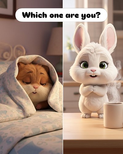 Some of us are ready to hop into the day like Chibbly, while others... well, others need just five (or fifty) more minutes un...