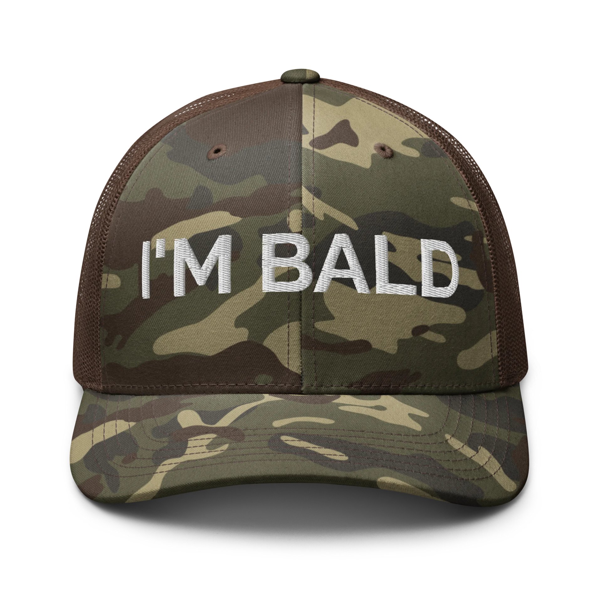 I'M BALD camo trucker hat product image (1)