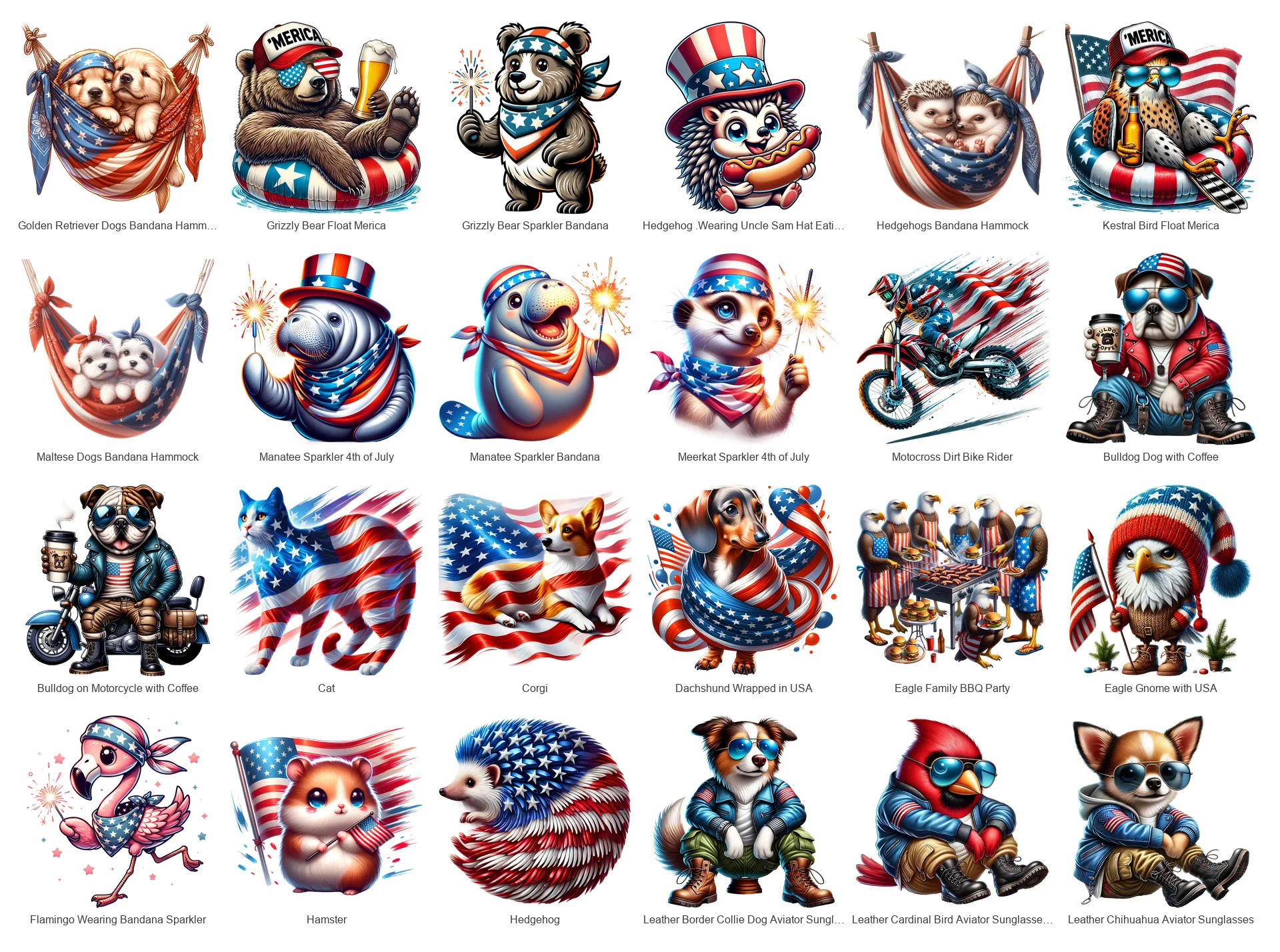 Patriotic 4th of July PNG Bundle Vol 3 | 72 Designs | Commercial Use | Sublimation Clipart product image (3)