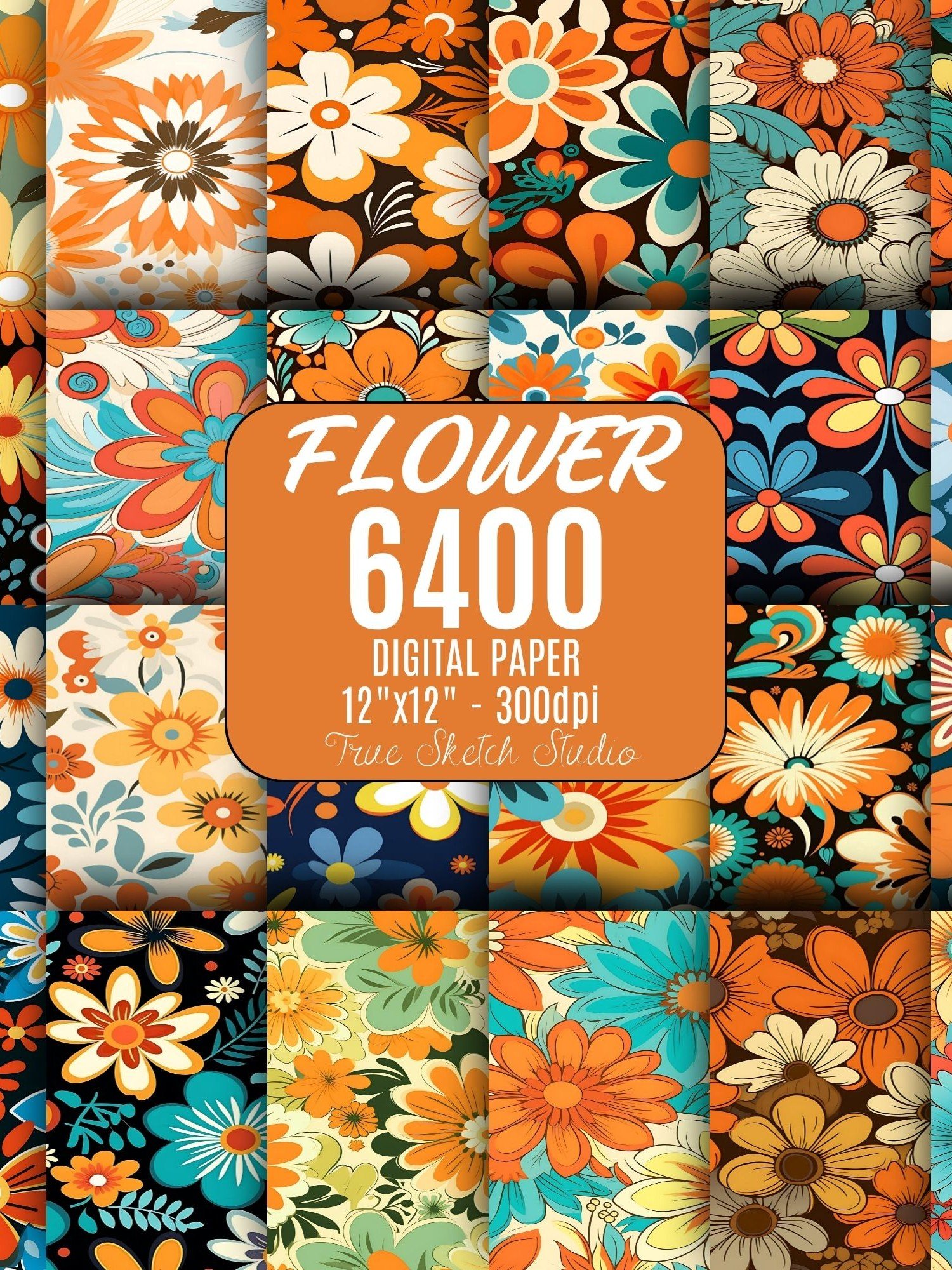 6400 Floral Digital Paper Bundle, Flower Pattern Mega Pack product image (2)