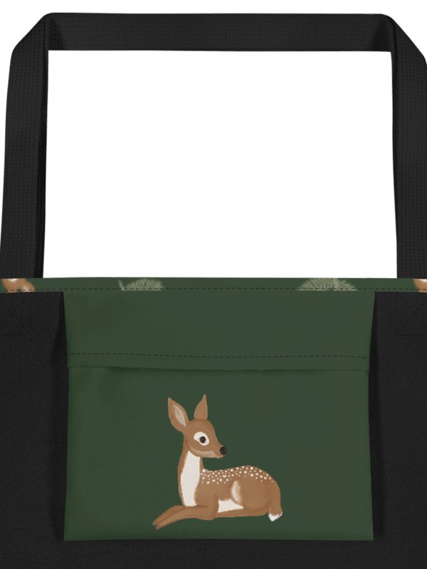 FOX AND DEER WOODLAND TOTE BAG GREEN product image (3)