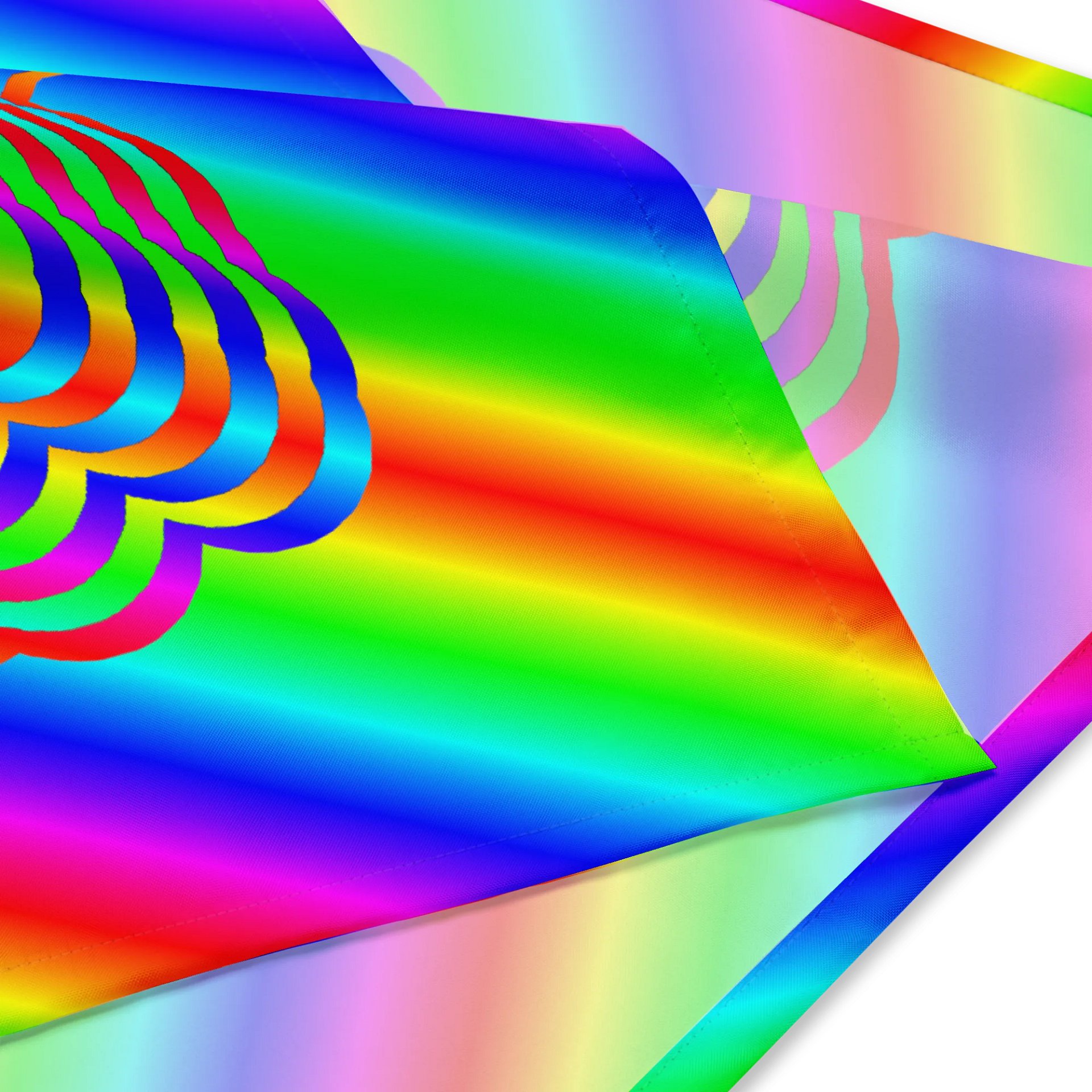 Rainbow Cannabis Queer Pride Bandana, Twisted Summertime LGBTQIA+ Accessory, Neon Trippy 420 Rave Fashion, Strange Stoner Weed Leaf Art product image (2)
