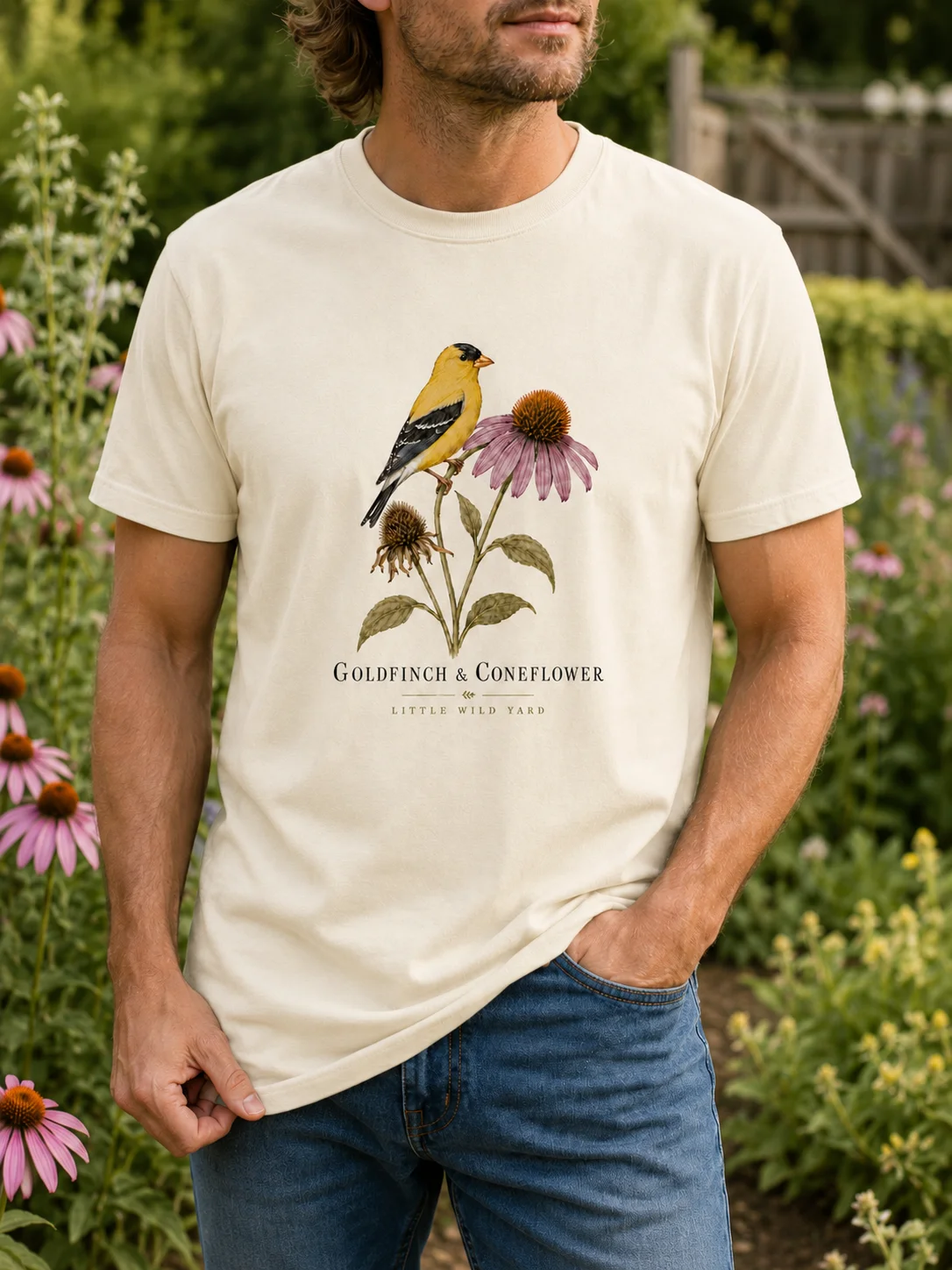 Goldfinch & Coneflower T-shirt product image (3)