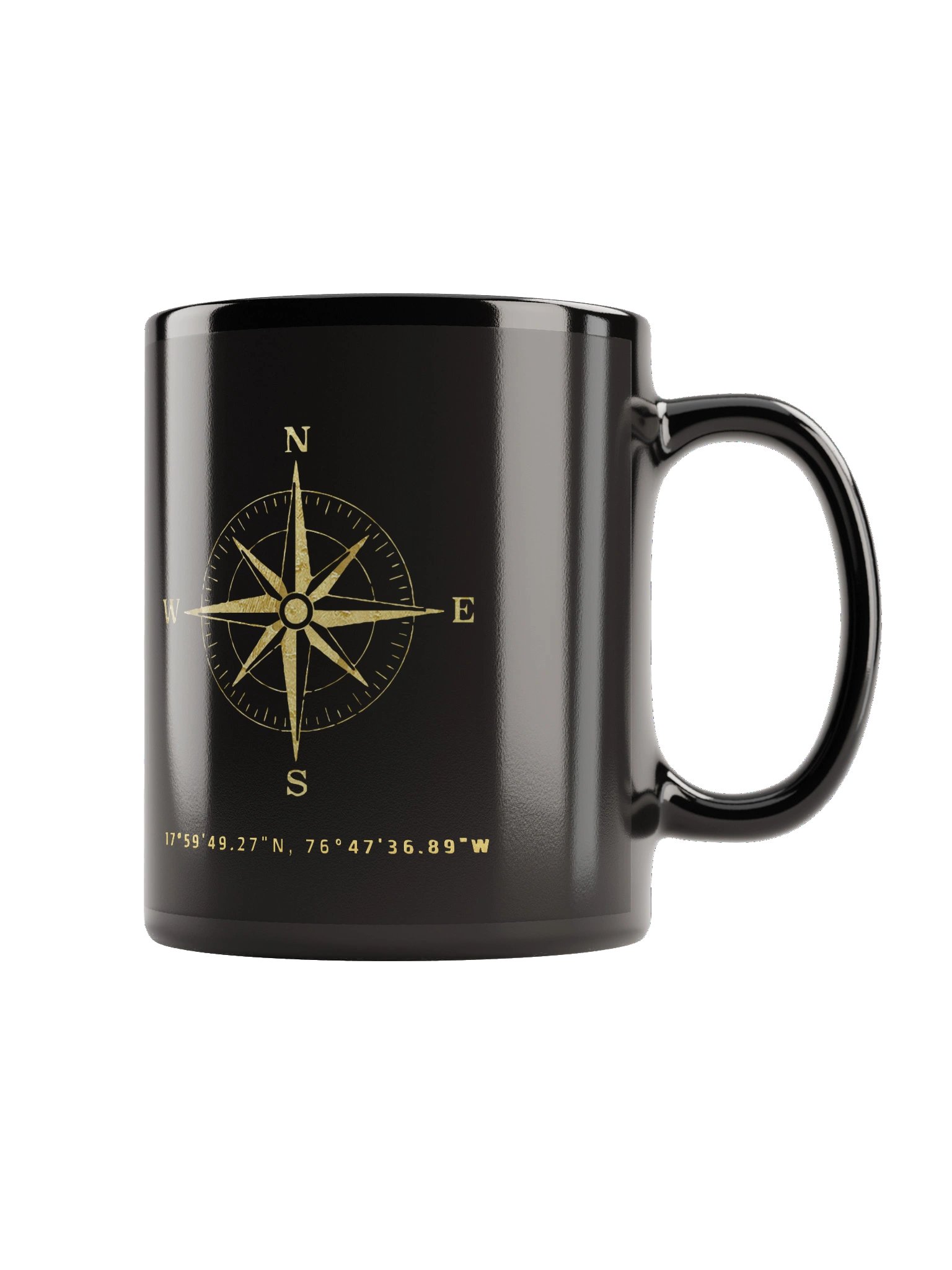 Compass - Jamaica - Vintage Gold | Black Glossy Mug product image (5)