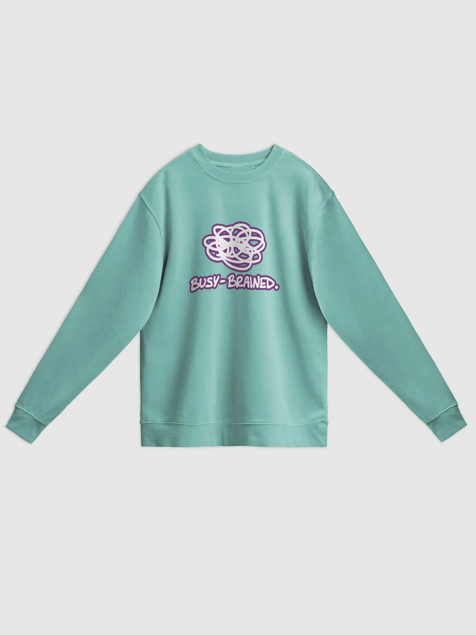 BUSY-BRAINED (lined design, #763D7D) printed pigment crewneck product image (15)
