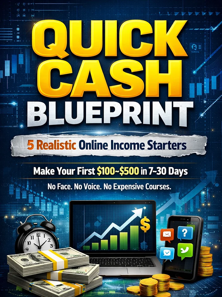 Quick Cash Blueprint: 5 Realistic Ways to Make $100–$500 Online (No Experience Required) product image (1)