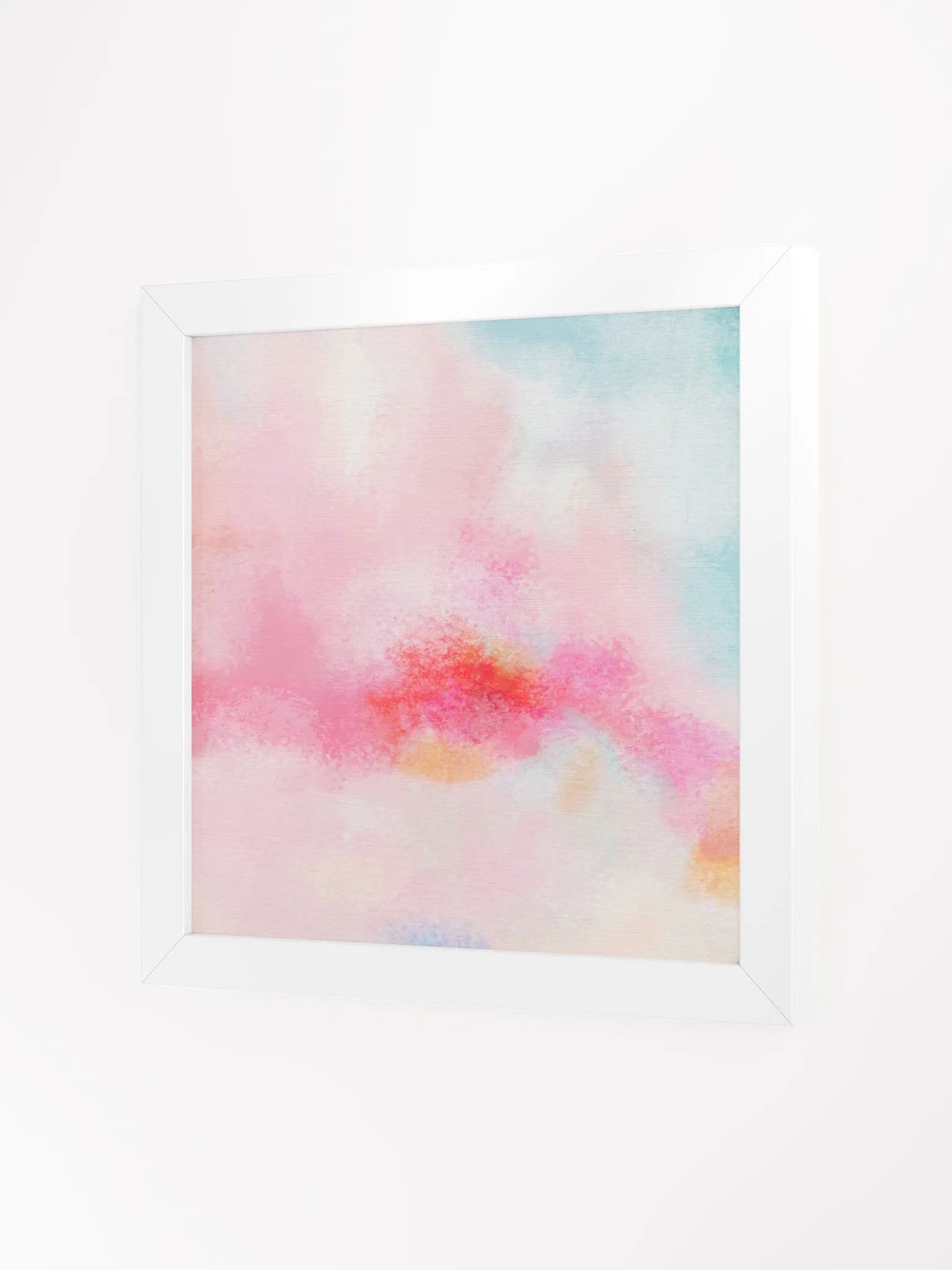 Blush pink, hot pink, peach, teal blue and white abstract painting print product image (43)