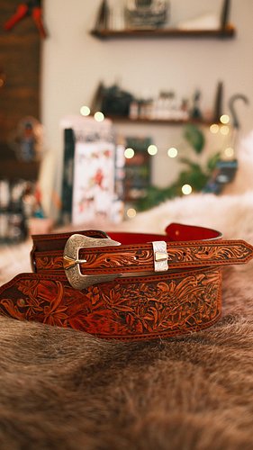 Finished and available Texas vibe adjustable guitar strap. All fully designed, carved, tooled, dyed and stitched by my Little...