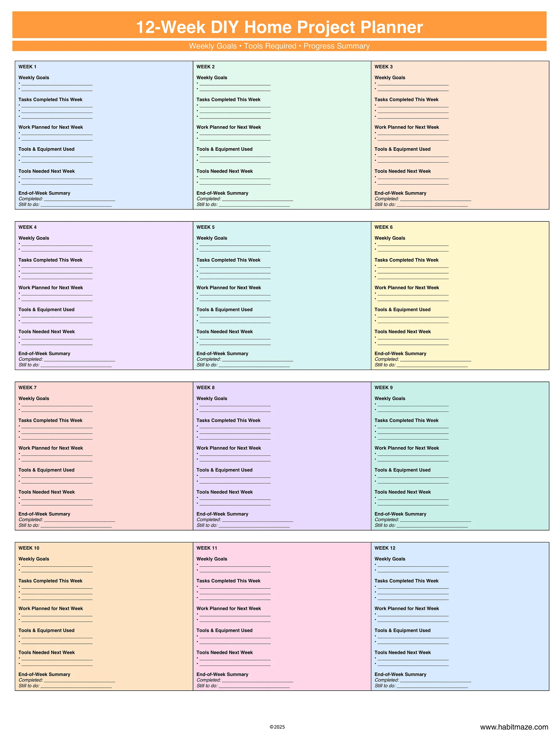 12 Week DIY Home Project Planner product image (1)