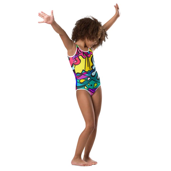 Vibrant Splash All-Over Kids Swimsuit - Wave at Sunset product image (1)