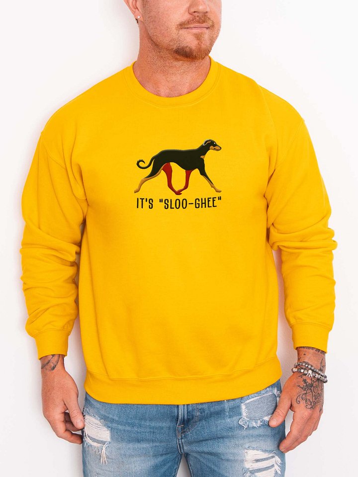 It's Sloo-Gee Sweatshirt(Embroidered) of a Sloughi(Black & Tan) product image (2)