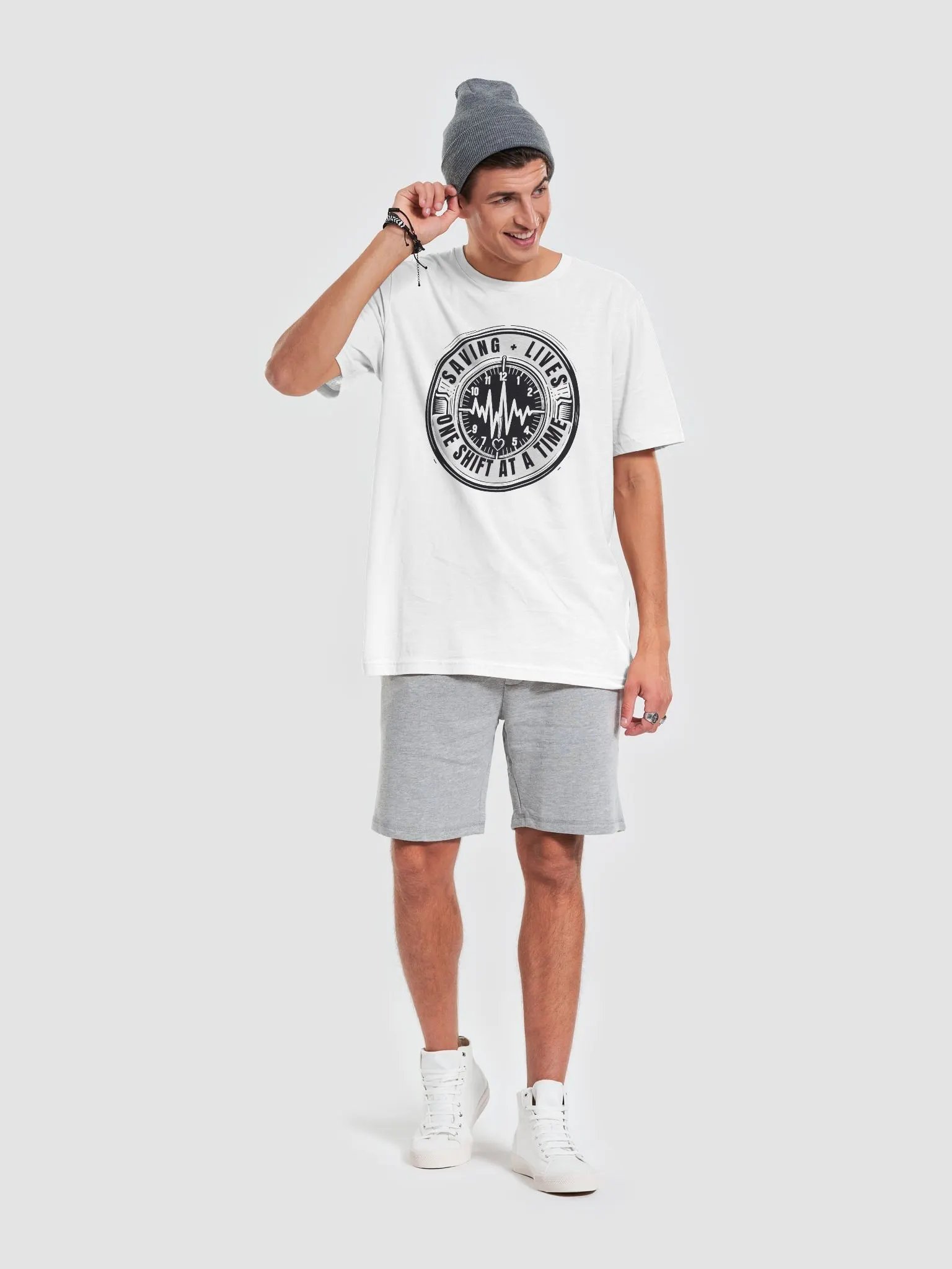saving lives, Heartbeat Hero Emblem T-Shirt product image (18)