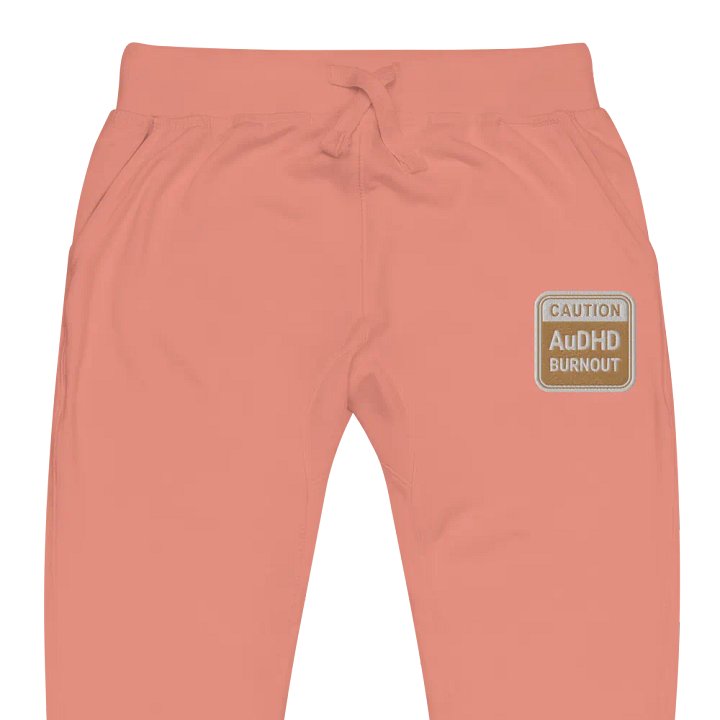 CAUTION: AuDHD BURNOUT (brass design) embroidered unisex joggers product image (1)