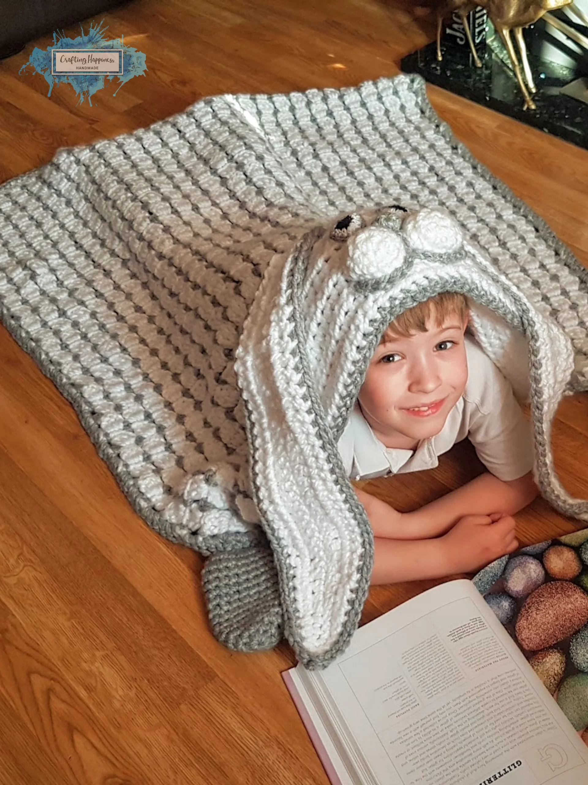 Crochet Hooded Bunny Blanket Pattern – Adult & Child Sizes (PDF Pattern) product image (1)
