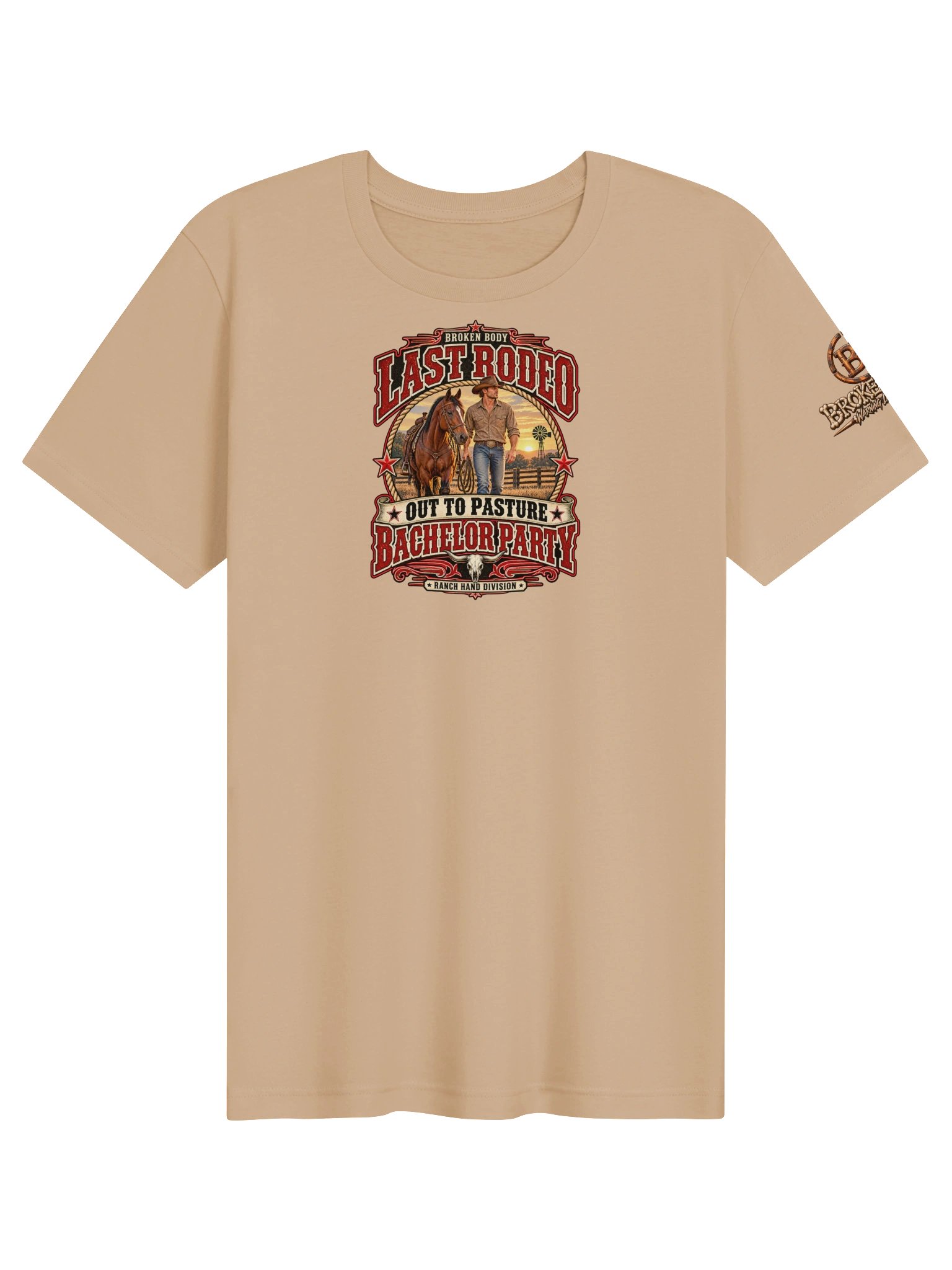 Western Bachelor Party Shirt — Last Rodeo Out to Pasture Groom Tee | Broken Body™ product image (3)