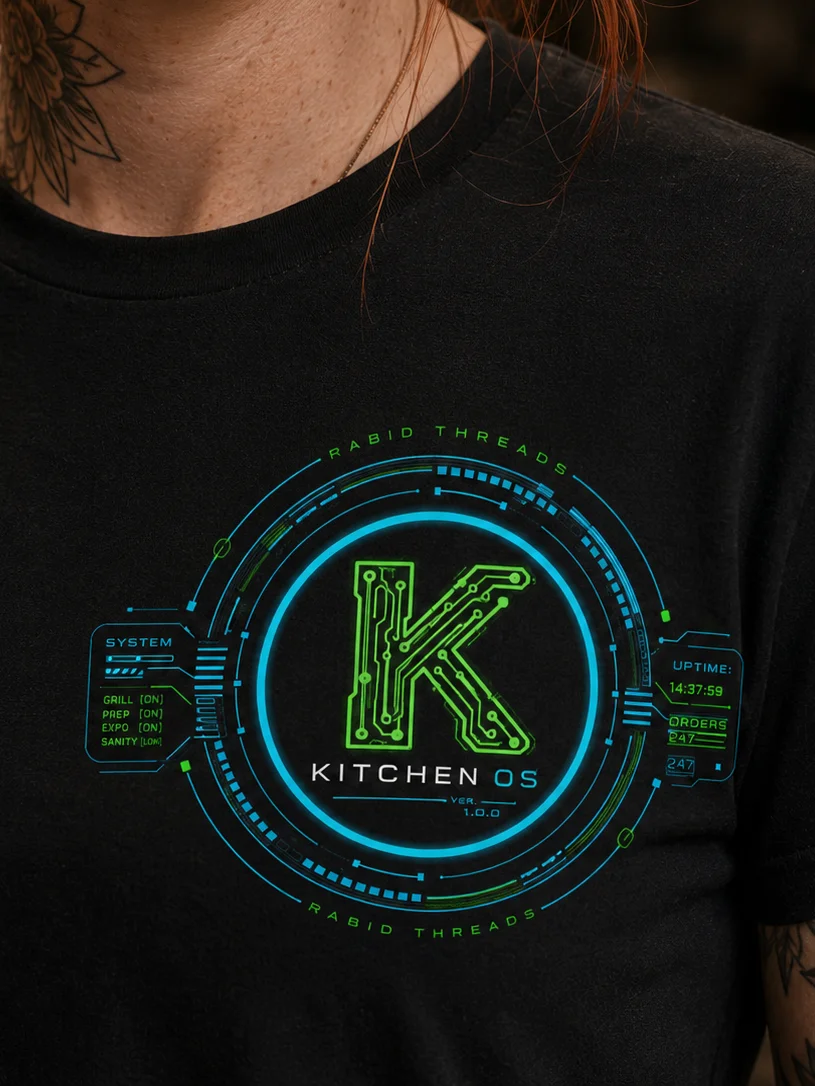 Kitchen OS™ — System Status: Exhausted | Chef Edition Heavyweight Tee product image (4)