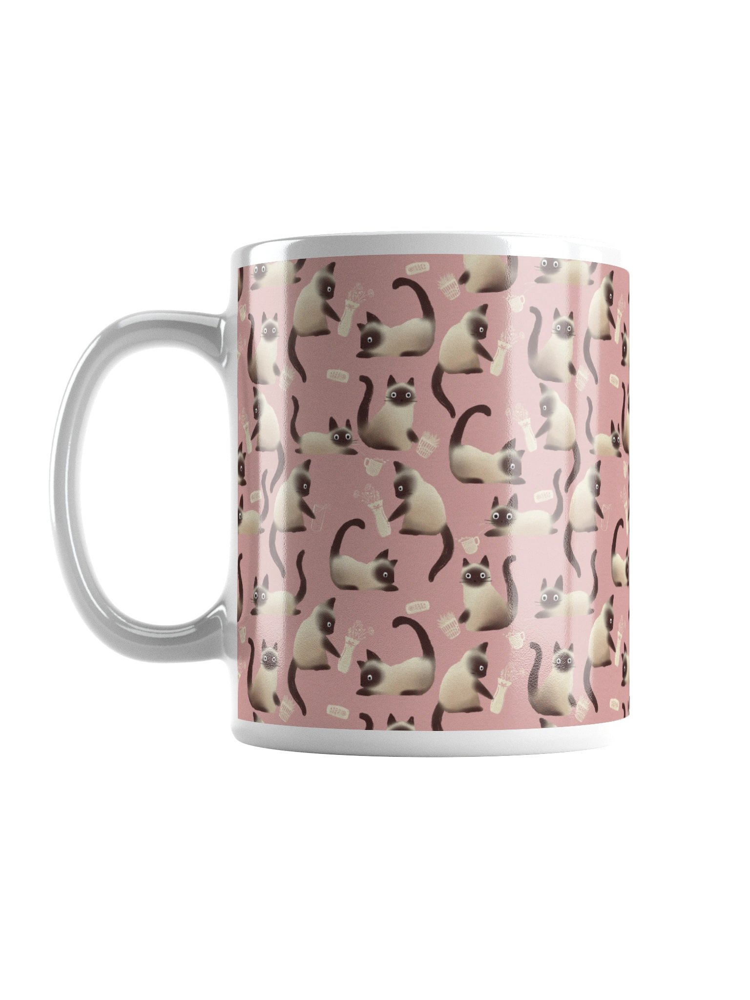Bad Siamese Cats Knocking Stuff Over Coffee Mug, Pink product image (7)