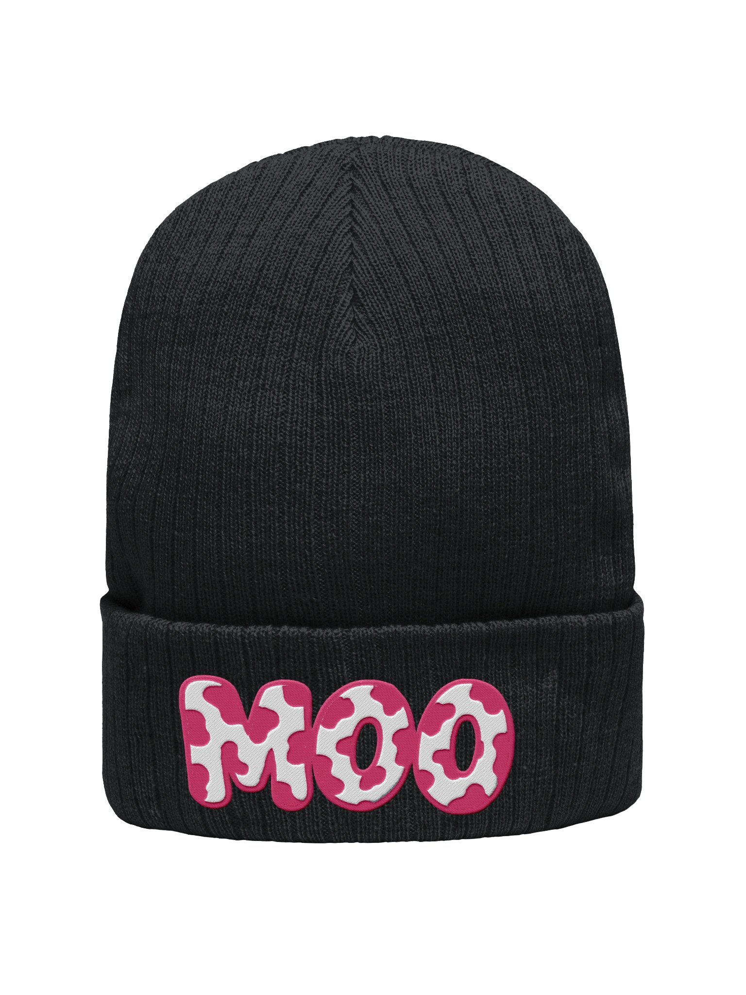 Moo Print Ribbed Beanie product image (2)