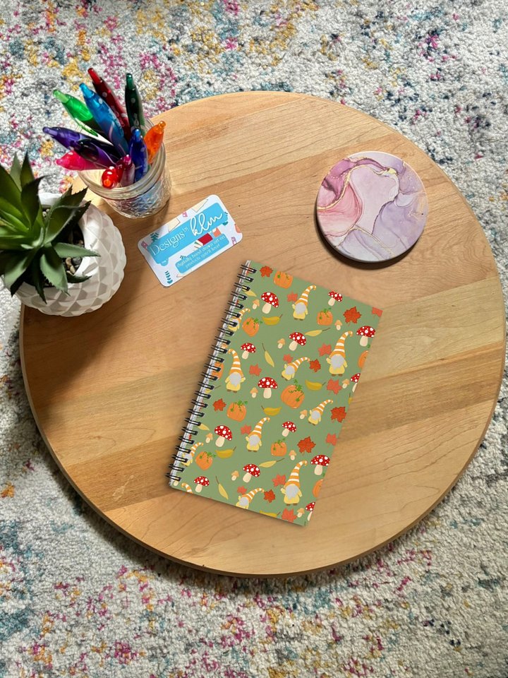 Fall with my Gnomies in Green Spiral Notebook product image (1)