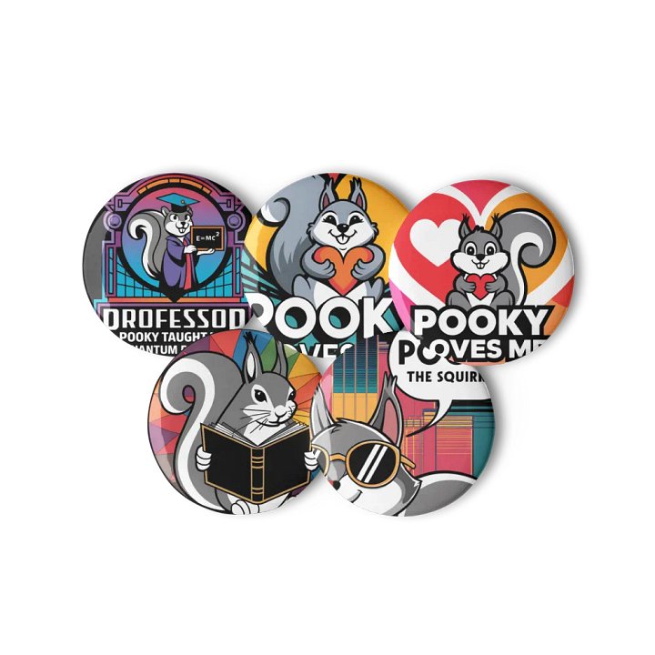 Original Pooky Artwork Buttons: Set of Five -C product image (3)