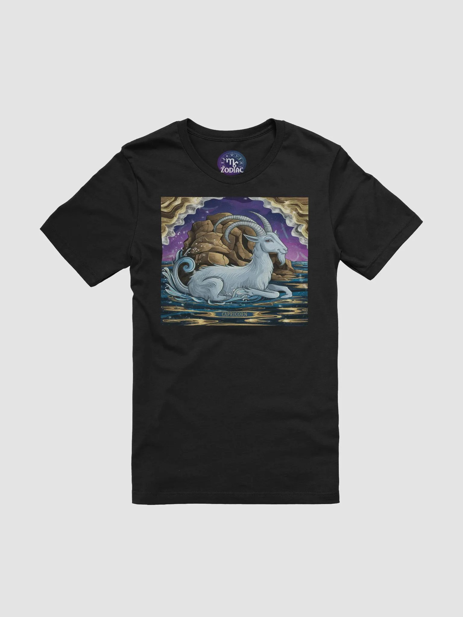 Exclusive Capricorn Zodiac T-Shirt - Unisex Astrology Gift with Enchanted Sea-Goat and Cosmic Design product image (3)