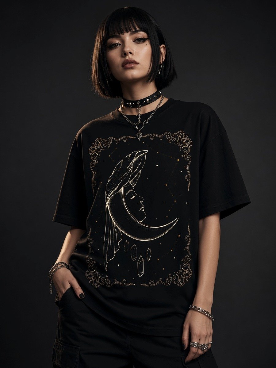 The Veiled Muse // Celestial Nocturne Heavyweight Tee product image (1)