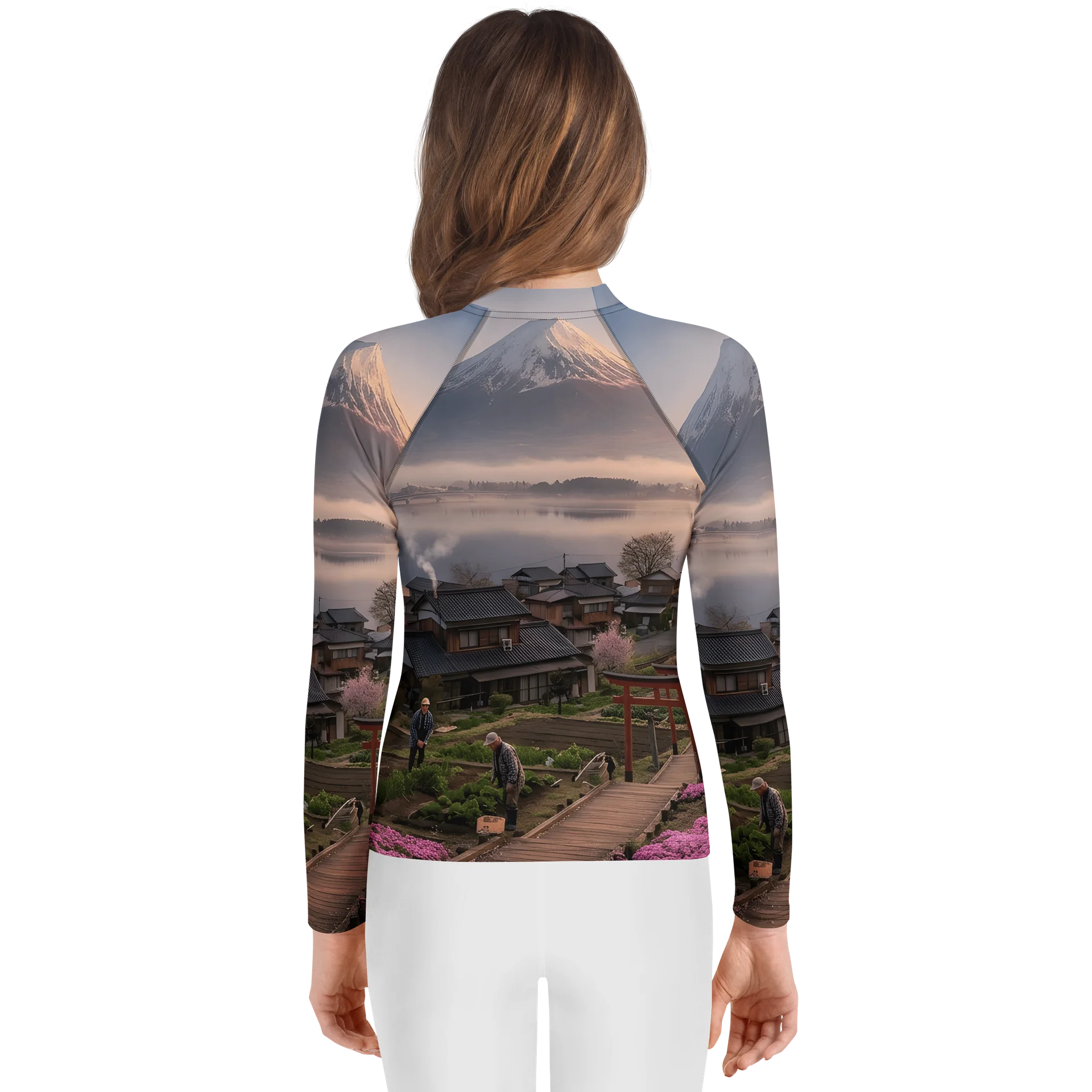 Mount Fuji & Pink Moss Youth Rash Guard | Protective Teen Activewear product image (4)