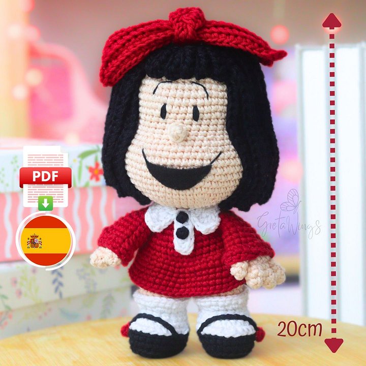 Mafalda tejida a crochet! Un patrón de amigurumi que te encantará. (Descarga digital) product image (1)