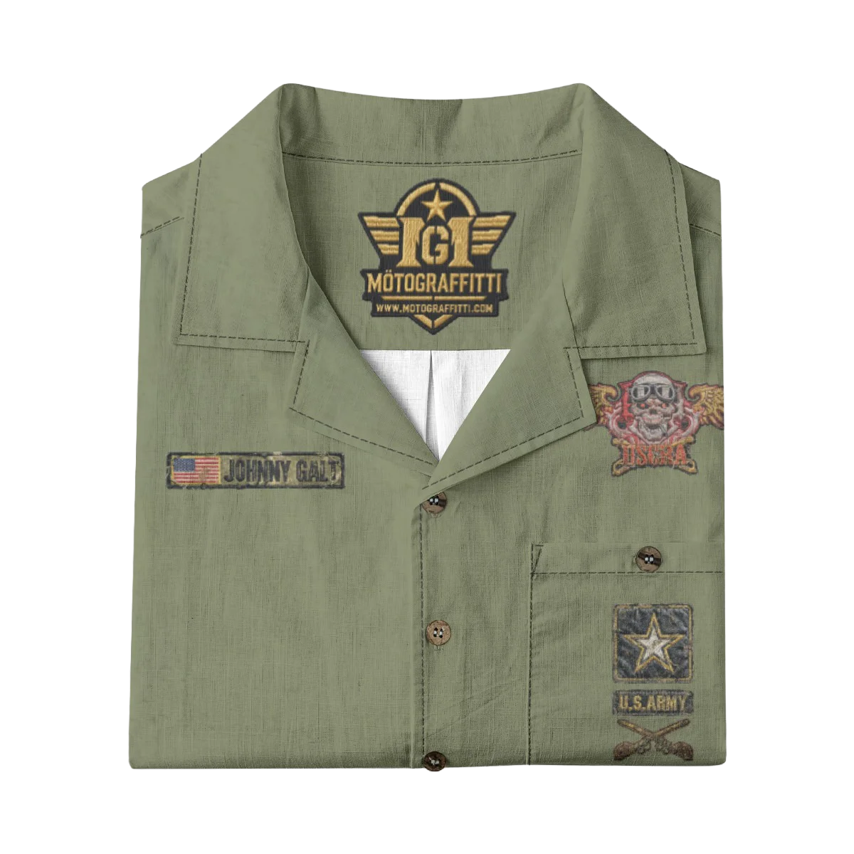 USCRA Premium OD Green Distressed Club Shirt 100% Cotton product image (8)