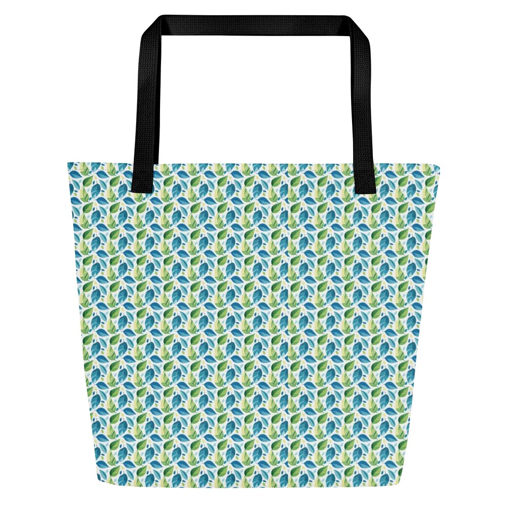 Verdant Breeze – Blue & Green Botanical Tote Bag product image (1)