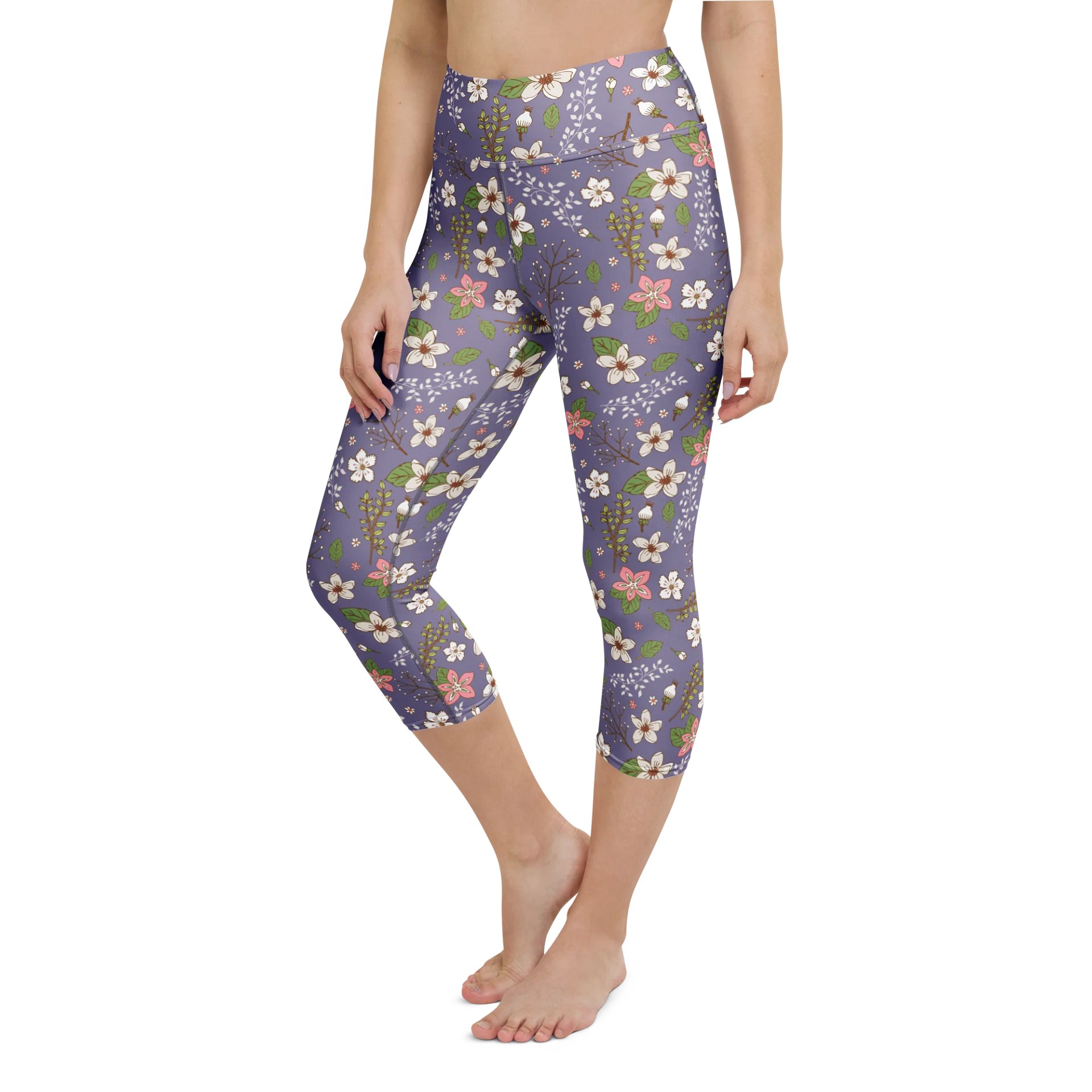 High-Waisted Floral Yoga Capri Leggings – Women’s All-Over Print Activewear product image (6)