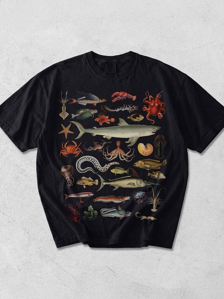 Dark Academia Sea Creatures Shirt – Vintage Marine Life Graphic Tee product image (1)